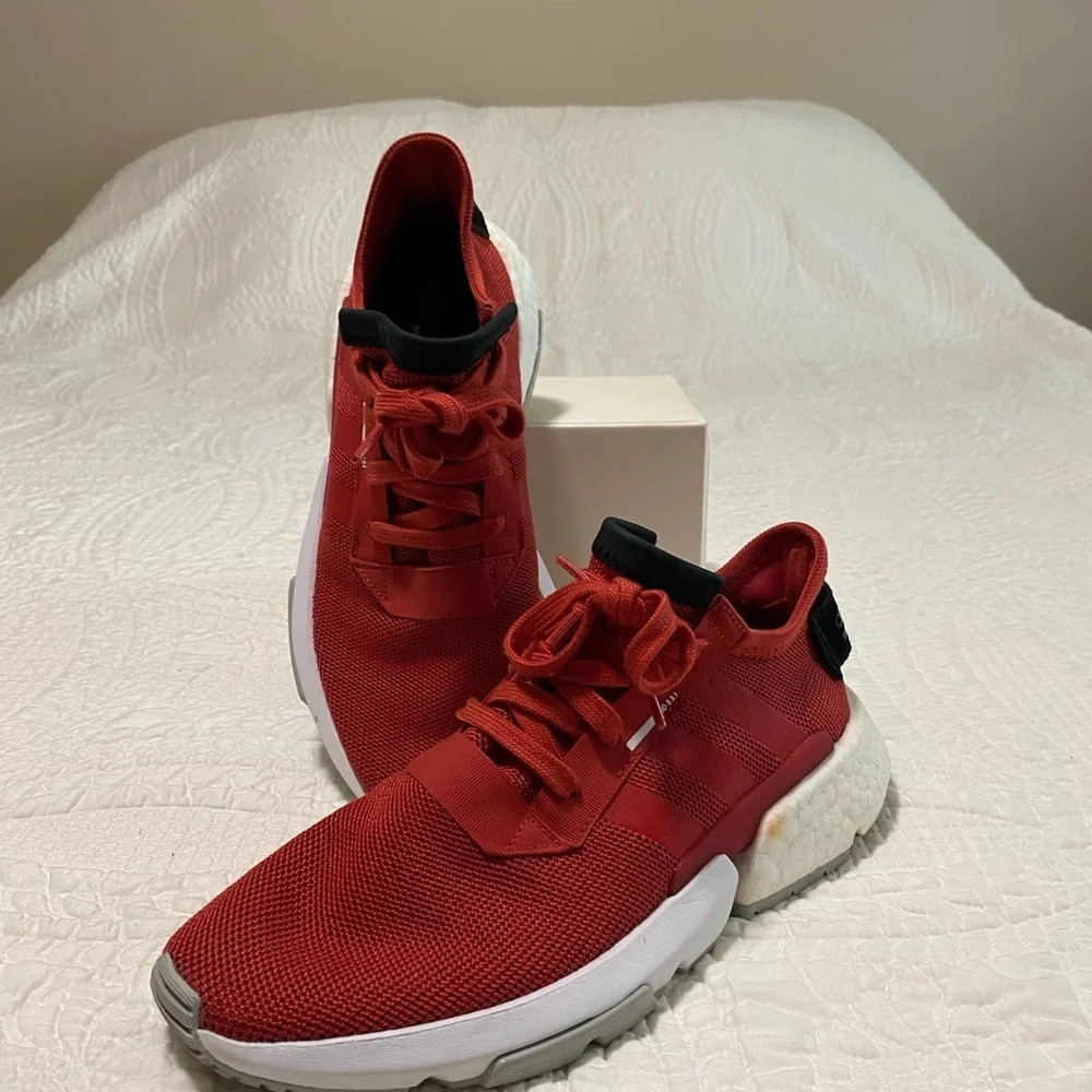 Red and White Adidas Athletic Sneakers - Picture 2 of 8